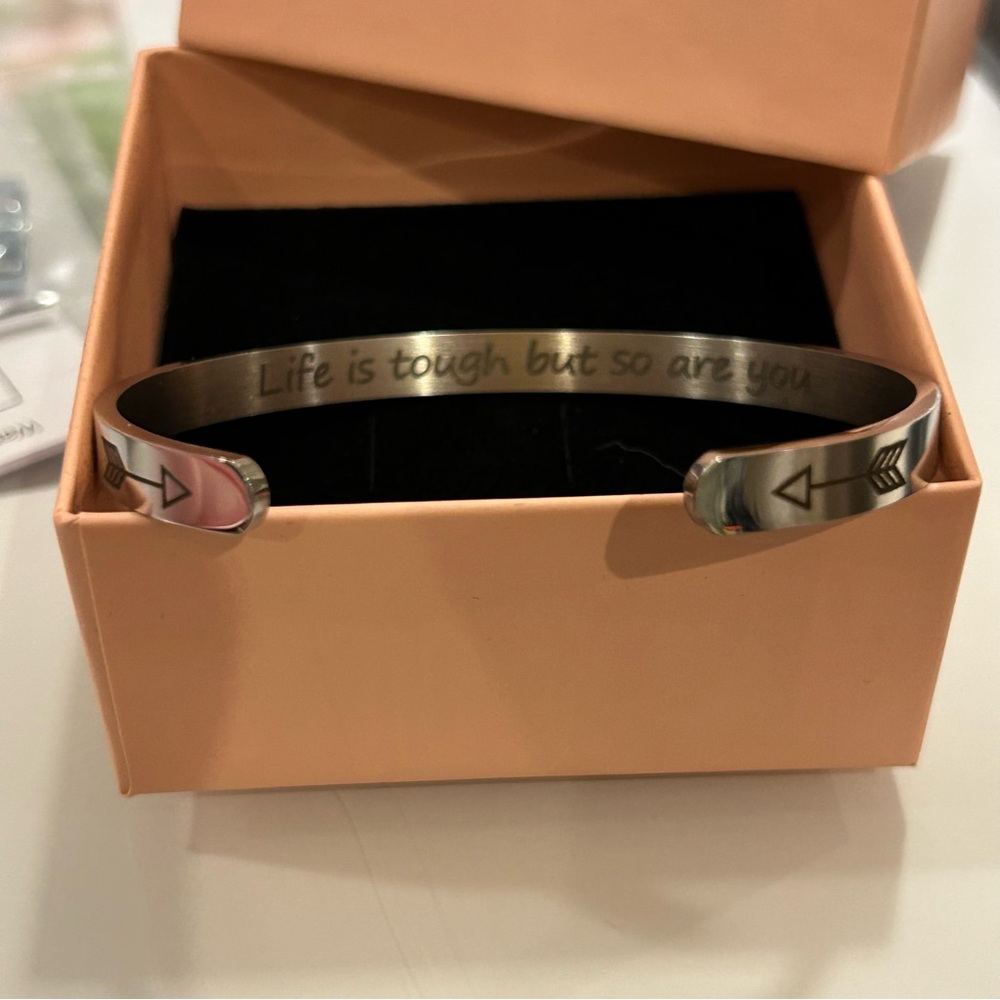 Inspirational Stainless Steel Cuff Bracelet - Picture 4 of 13